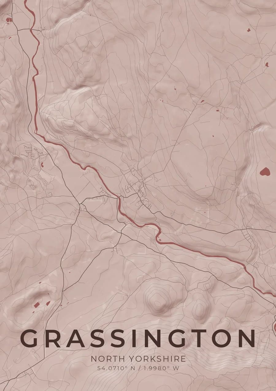 Grassington print in a merlot style
