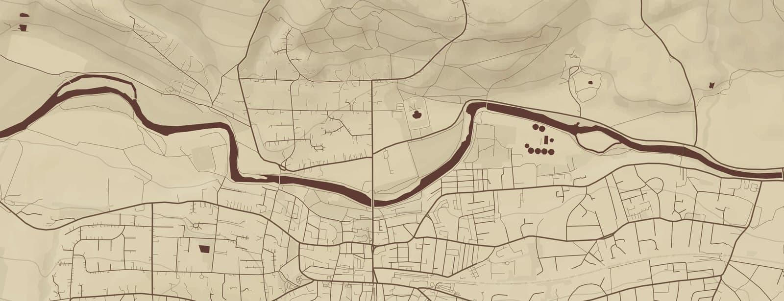 Close-up of a Maps & Son print showing hillshade and contour lines