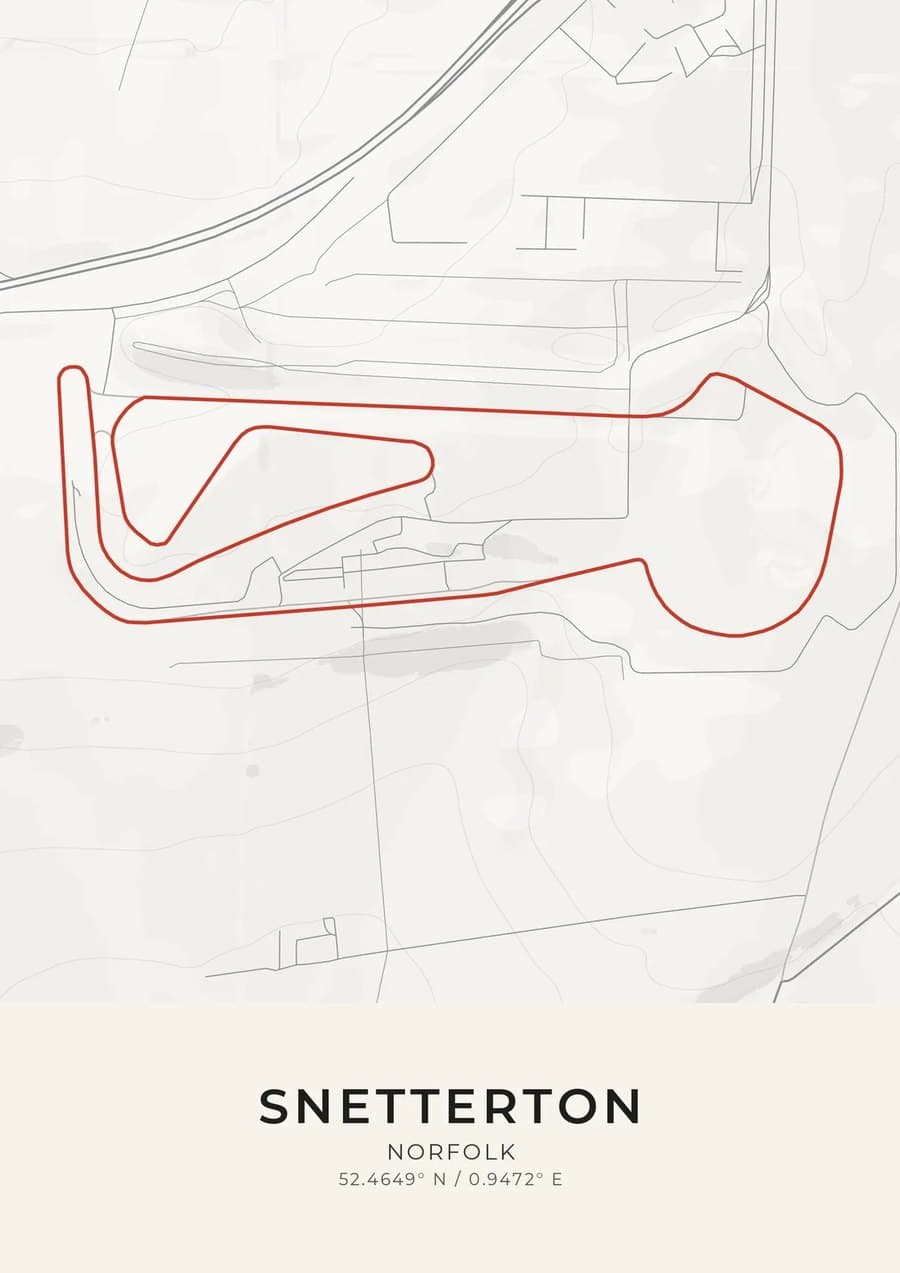 Snetterton circuit print in a Japanese ink style